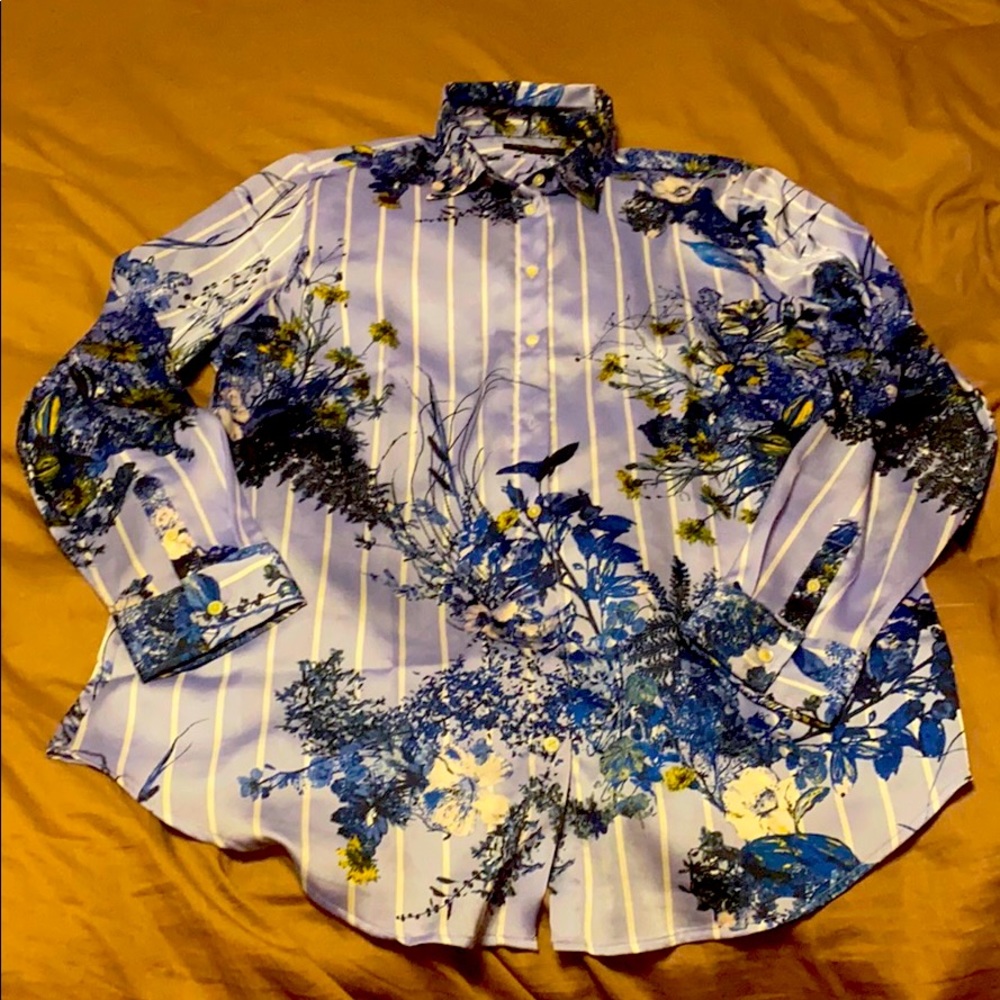 Banana Republic XL Blue Floral Dillon Shirt